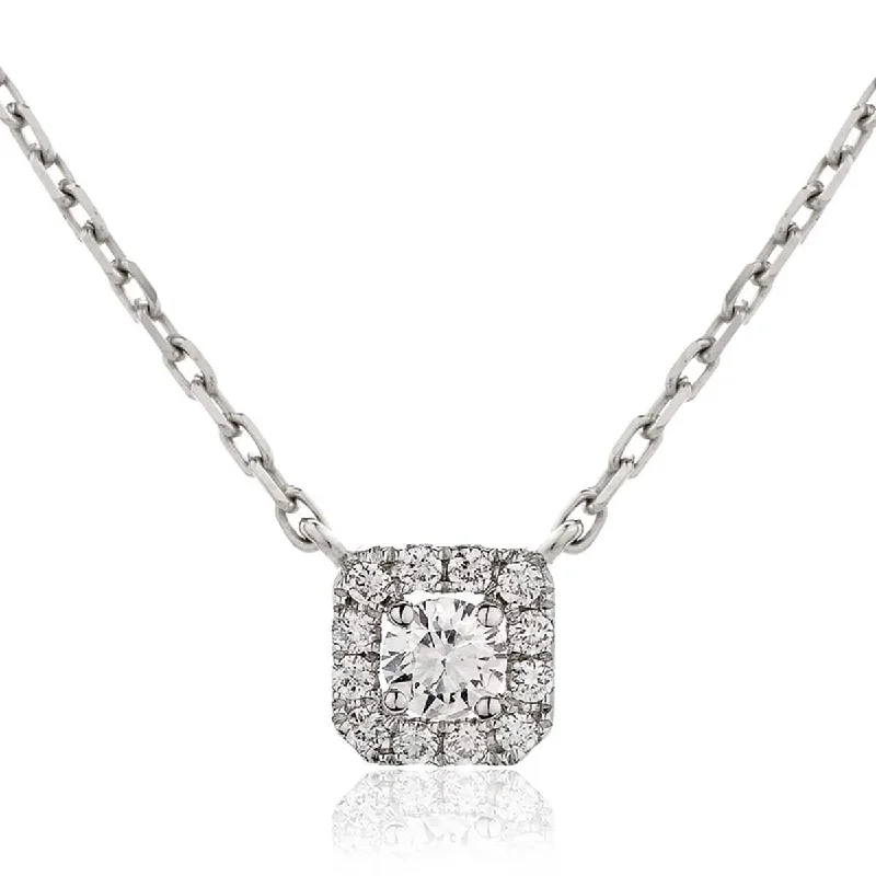 Beautiful necklaces and pendants with layered chains for a fashionable, chic look-Cushion Cut Diamond Halo Pendant