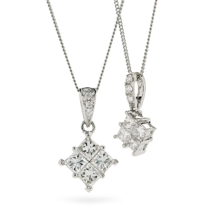 Necklaces and pendants with engraved messages for a deeply personal, sentimental gift-Princess cut cluster pendant