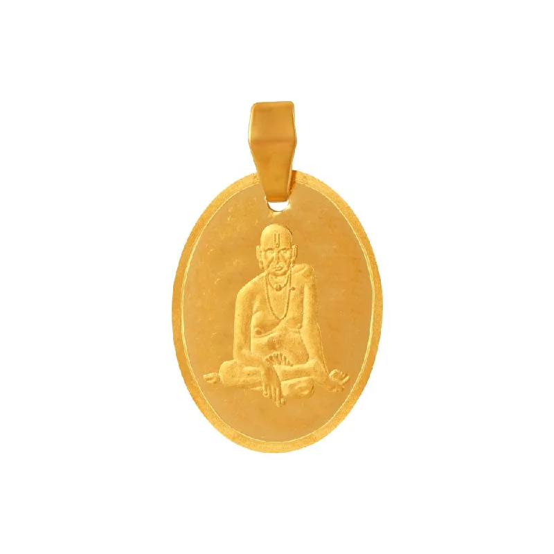 Best necklaces and pendants with gemstone clusters for a bold and colorful effect-22k Gold Pendant With An Oval Shape And The Image Of An Ascetic Embedded Within