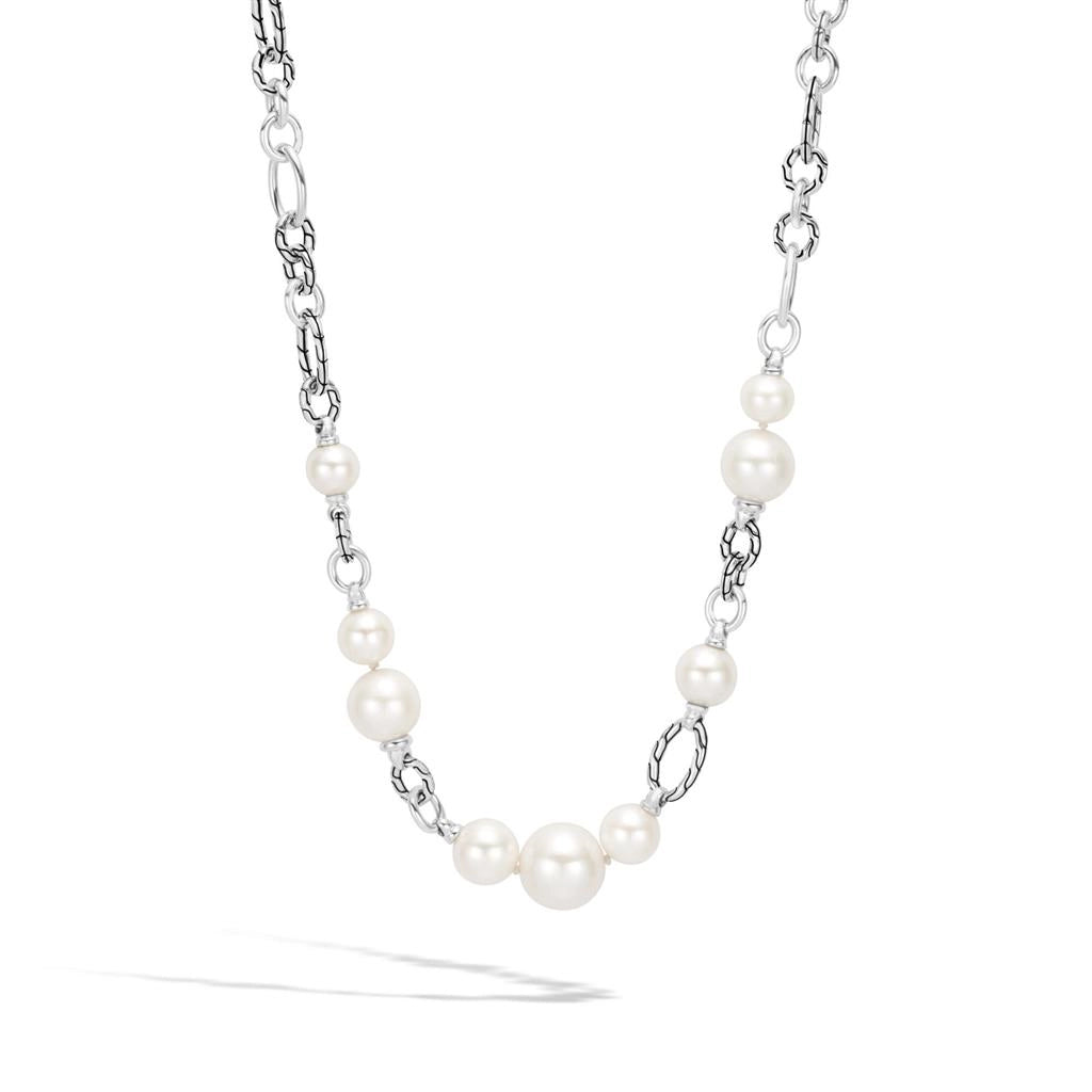 Necklaces and pendants with love knot designs for a romantic, meaningful symbol-John Hardy Classic Chain Sterling Silver Link Necklace with Fresh Water Pearls, 18 inch