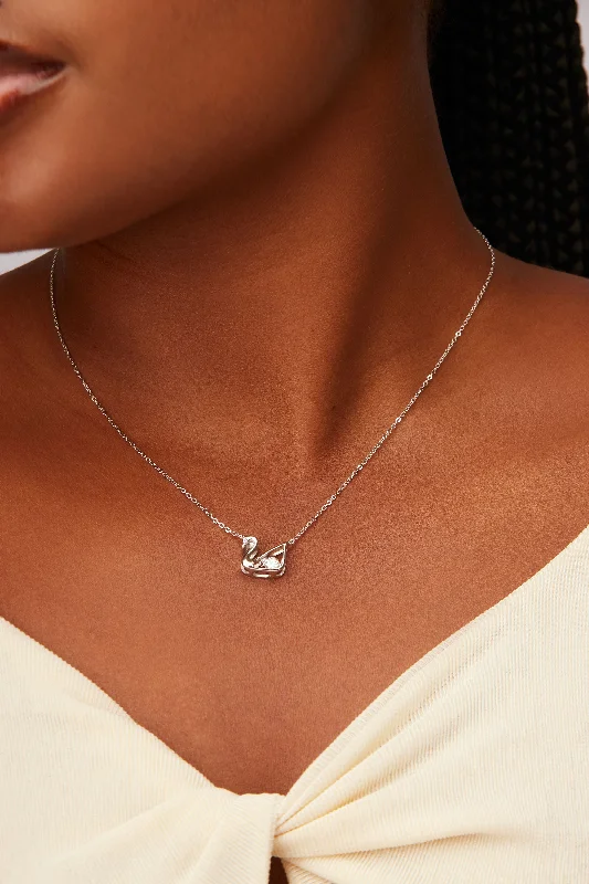 Personalized necklaces and pendants with coordinates for a meaningful location-based gift-Swan Moissanite Necklace in 925 Sterling Silver