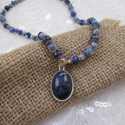 Beautiful necklaces and pendants with moon and star charms for a dreamy effect-Blue Gemstone Pendant Necklace