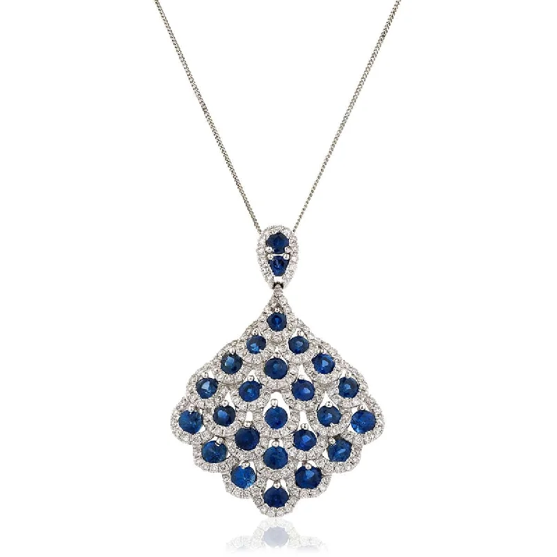 Beautiful necklaces and pendants with gemstone teardrops for an elegant effect-Sapphire and Diamond Drop Pendant