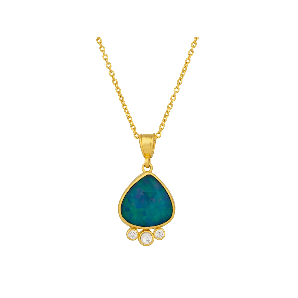 Unique necklaces and pendants with custom birthstone arrangements for personalization-Gurhan One-of-a-Kind 22K Yellow Gold Solid Chain with 24K Ethiopian Opal and Diamond Pendant with 18K Detachable Bail and Lobster Clasp