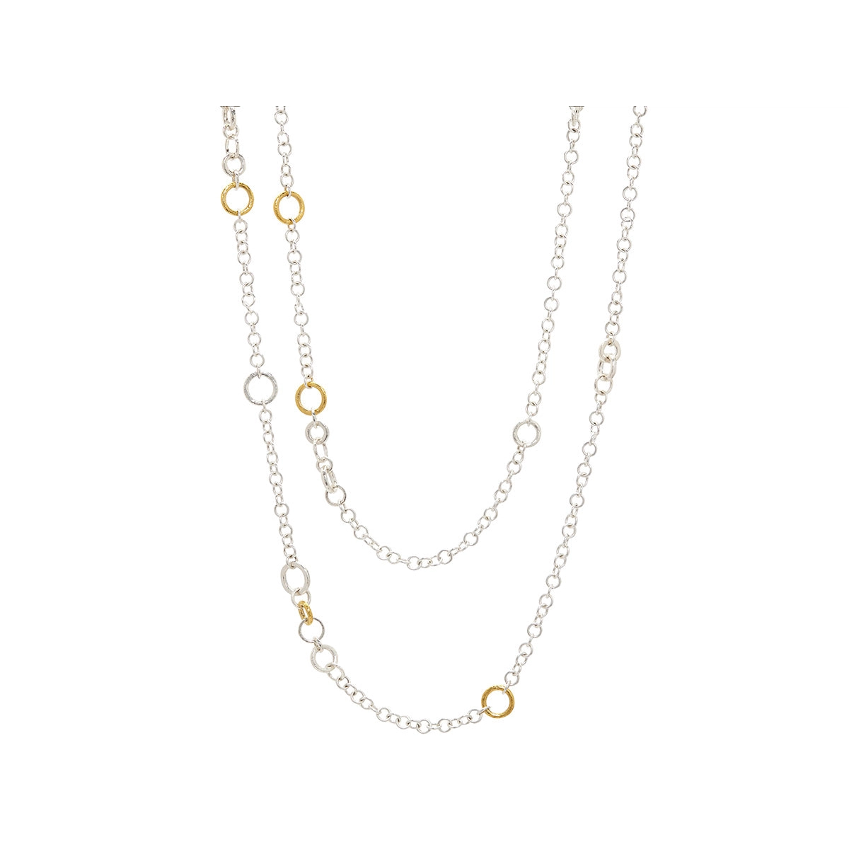 Best necklaces and pendants with vintage lockets for a nostalgic, sentimental look-Gurhan Hoopla Mixed Link Necklace in Sterling Plated with 24K Gold