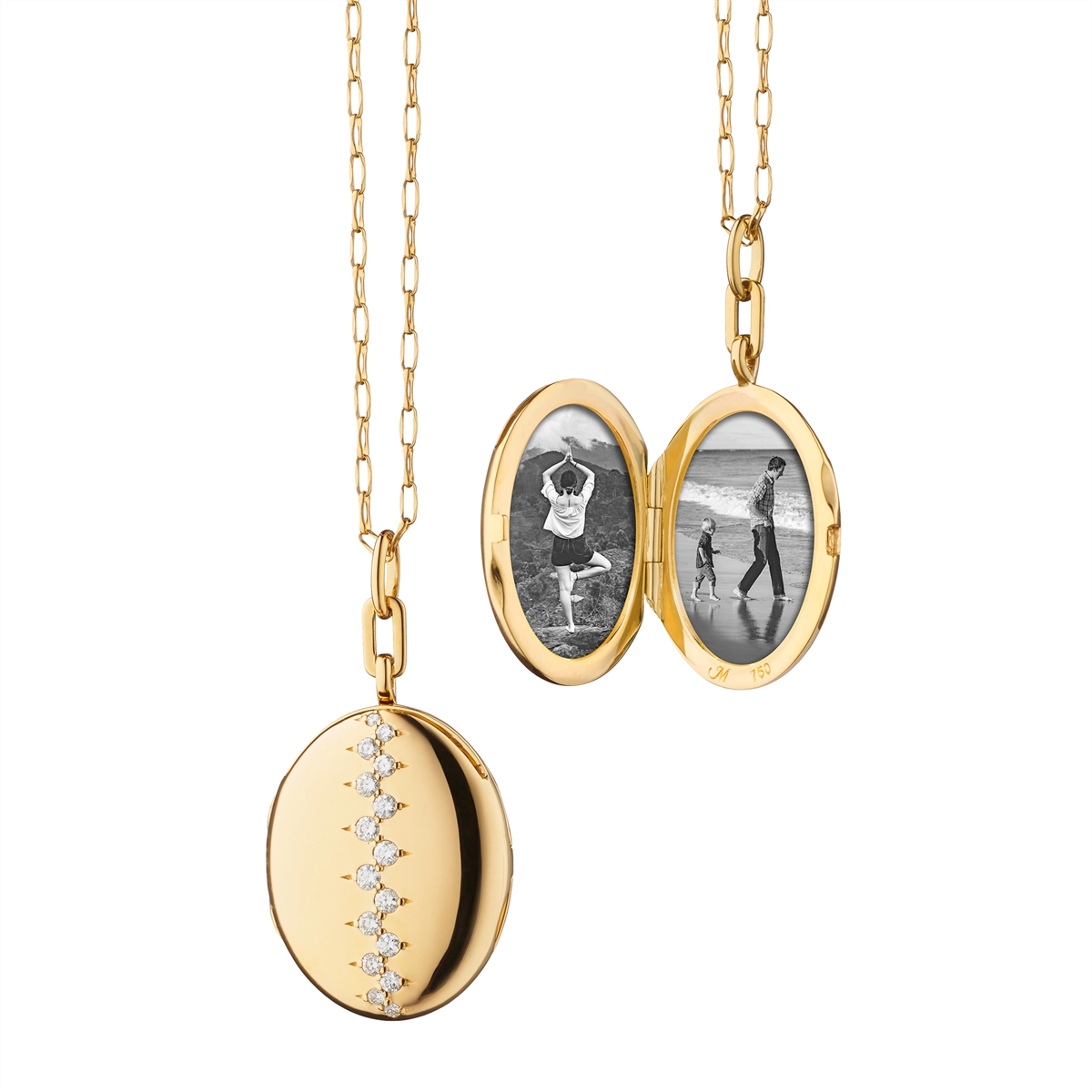 Best necklaces and pendants with zodiac signs for a celestial, astrology-inspired vibe-Monica Rich Kosann 18K Yellow Gold Oval Locket Necklace with Scattered Diamonds