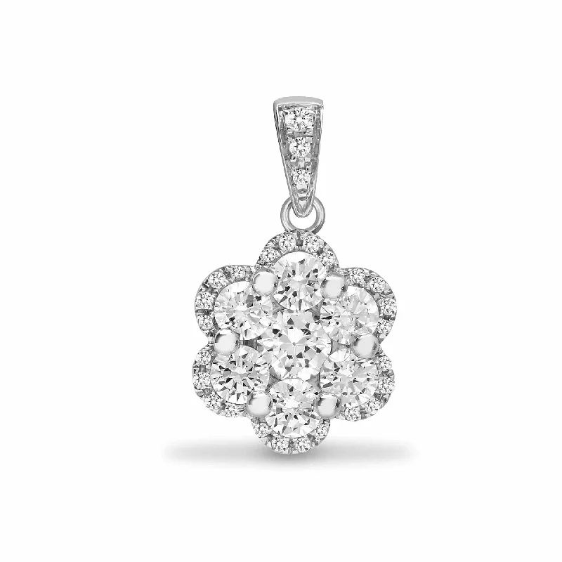 Best necklaces and pendants with cubic zirconia for a budget-friendly dazzling effect-18ct White 0.77ct Diamond Cluster Pendant