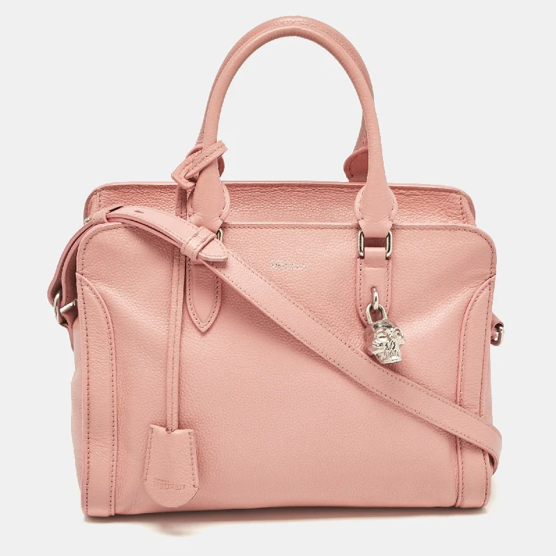 Cotton handle bags for lightweight casual wear -Alexander Mcqueen Pink Leather Skull Padlock Satchel