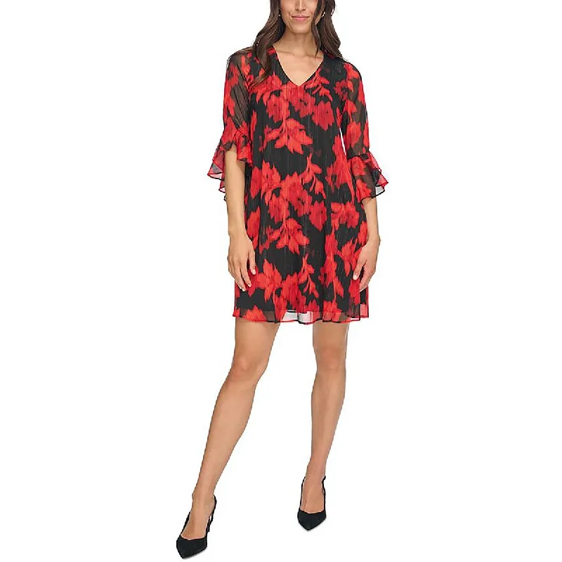 Low-waisted Dresses for Relaxed -Calvin Klein Womens     Floral Mini Shift Dress