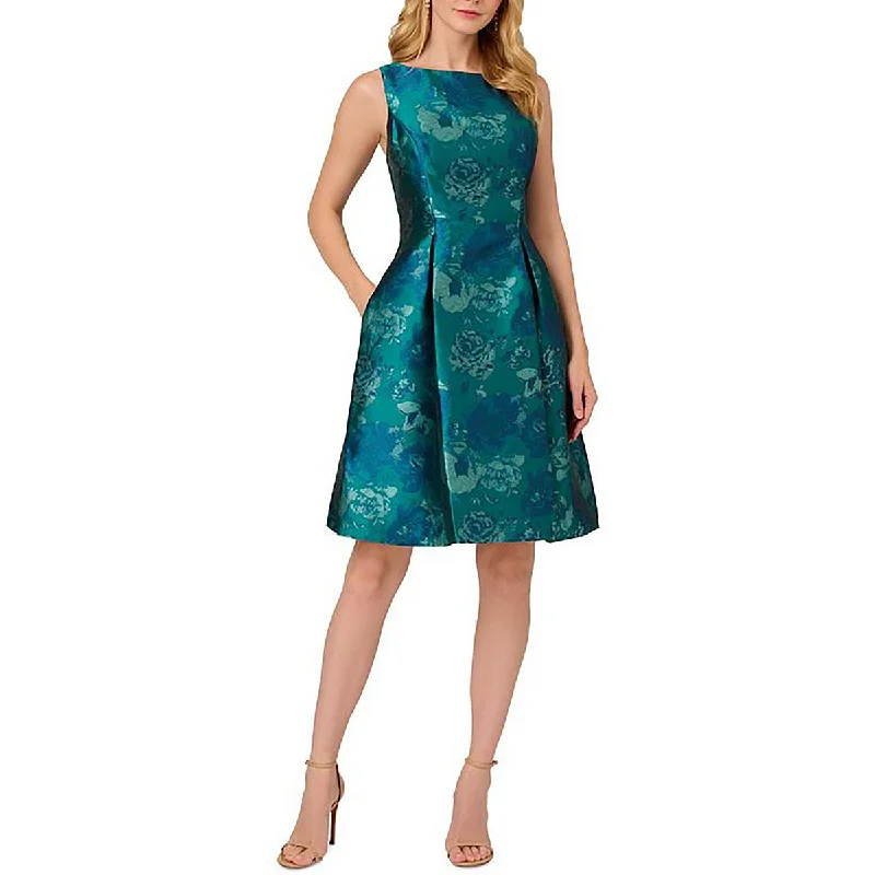 Green Dresses for Nature -Adrianna Papell Womens Pleated Above Knee Fit & Flare Dress