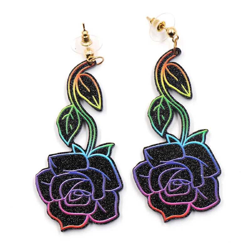 Bohemian Drop Earrings with Tassels -Wholesale Valentine's Day Rose Acrylic Earrings