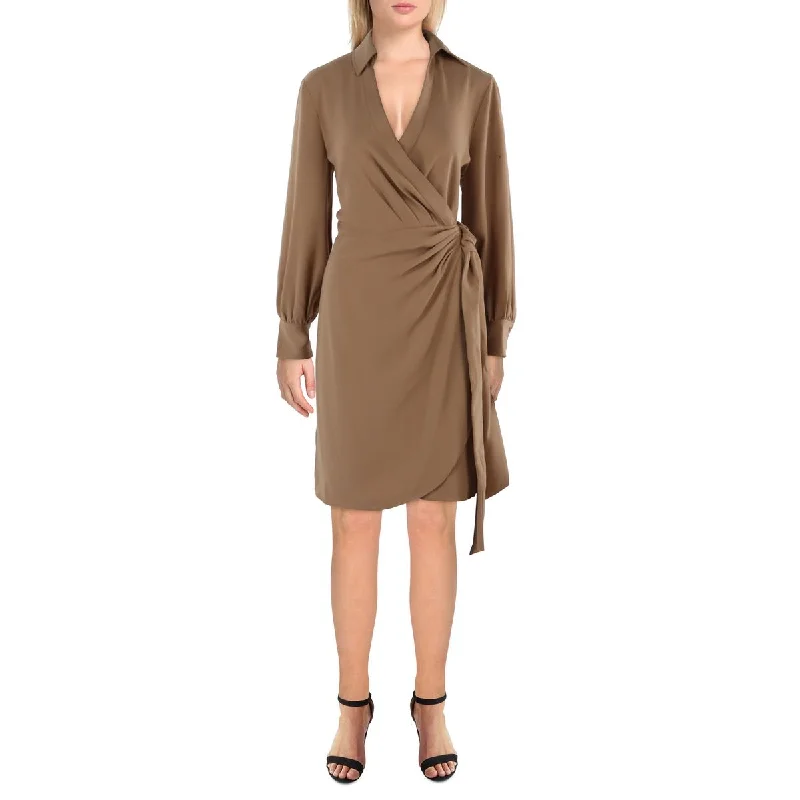 Birthday Dresses for Celebration -Lauren Ralph Lauren Womens Collared Above Knee Wrap Dress