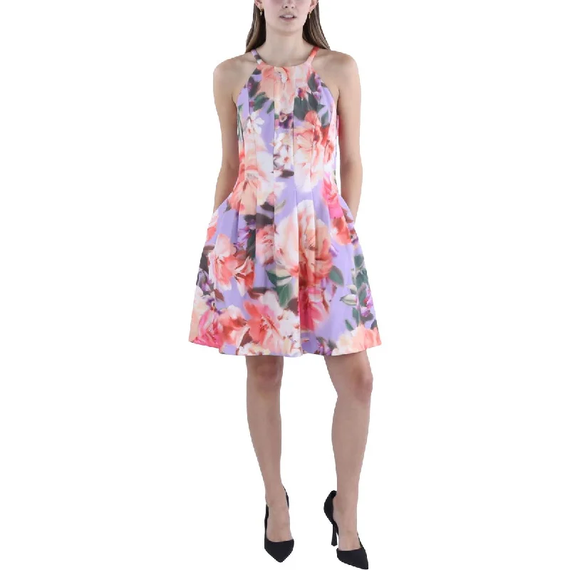 Fashionable Dresses for Style -Vince Camuto Womens Petites Floral Print Mini Fit & Flare Dress