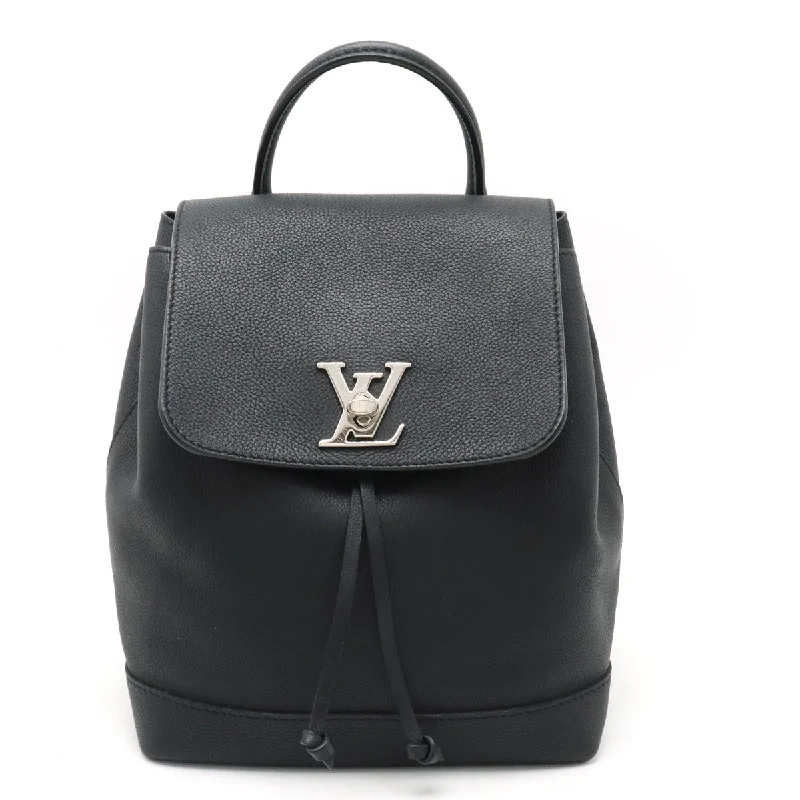 Handle bags with lightweight fabric for ease -Louis Vuitton Lockme Backpack Black Leather