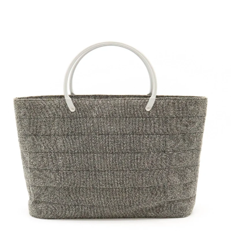 Handle bags with vegan suede for softness -Chanel Tweed Canvas Handbag Metal Handle