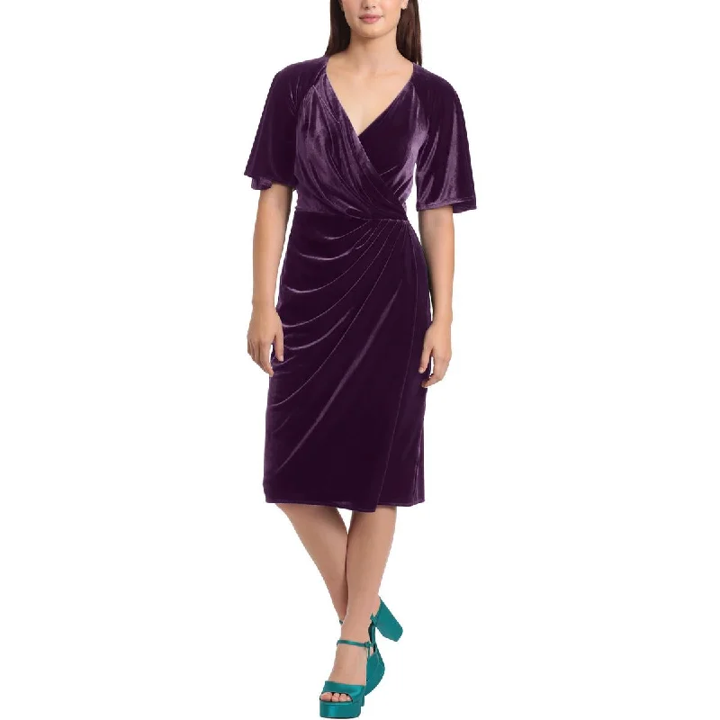 Strapless Dresses for Glamorous -Maggy London Womens Velvet Faux Wrap Cocktail and Party Dress