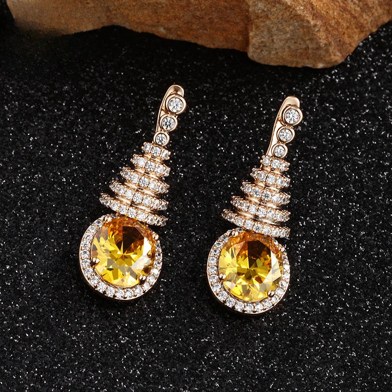 Drop Earrings for Office Wear -Wholesale Oval Artificial Stone Christmas Tree Earrings