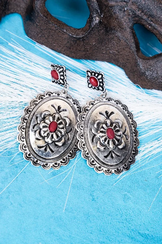 Waterproof Drop Earrings for Outdoor -SALE! Gateway Red Silvertone Earrings