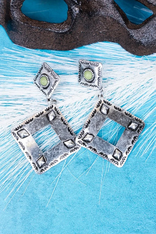 Lightweight Drop Earrings for All Day -SALE! Green Canyon Creek Silvertone Earrings