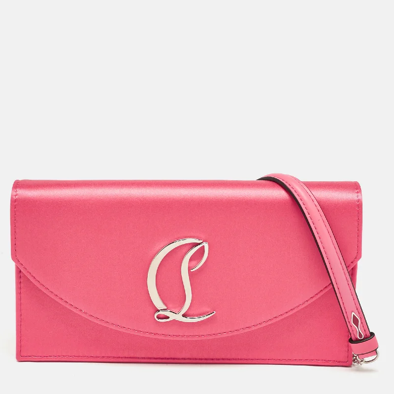 Handle bags with sturdy canvas for longevity -Christian Louboutin Pink Satin Loubi154 Clutch Bag