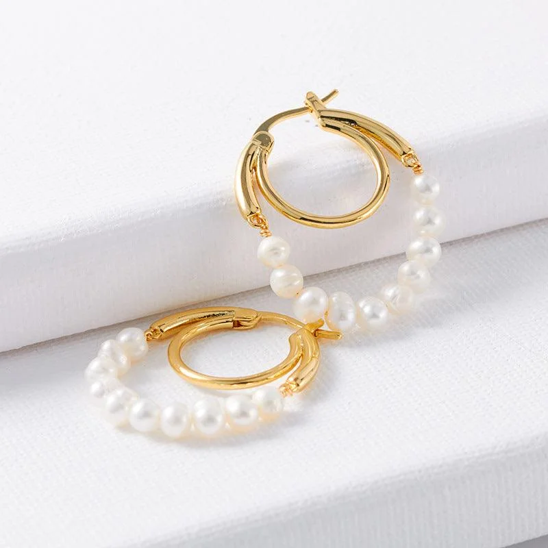 Drop Earrings for Festival Style -Women's Natural Pearl Ring Earrings