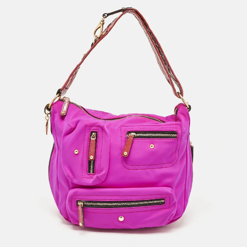 Handle bags with sleek silhouettes for fashion -Tod's Purple/old Rose Neoprene And Patent Leather Multiple Pocket Expandable Hobo