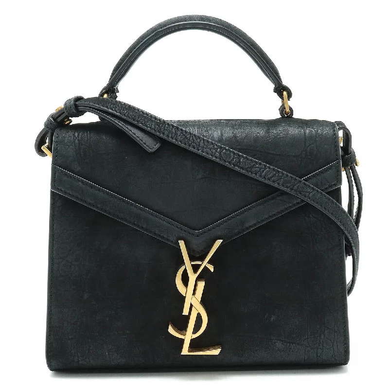 Handle bags with pastel colors for softness -YSL Cassandra Mini Nubuck Handbag Black