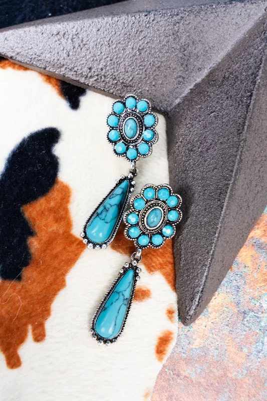 Drop Earrings for Travel Look -Turquoise Paige Point Earrings