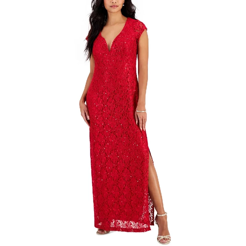 Solid Color Dresses for Simple -Connected Apparel Womens Petites Lace Long Maxi Dress