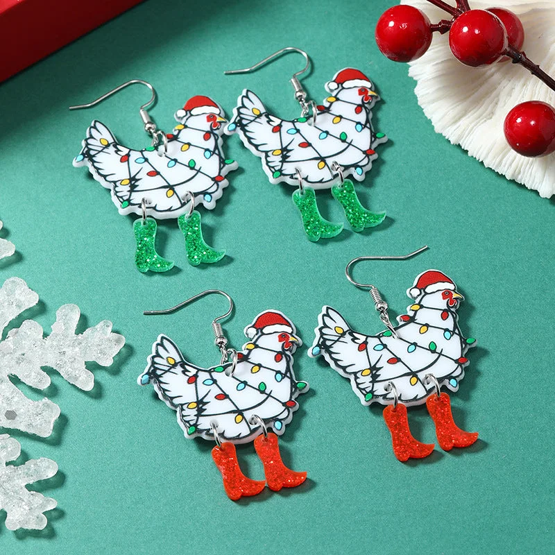 Drop Earrings for Festival Style -Wholesale Christmas Exaggerated Christmas Hat Animal Acrylic Earrings