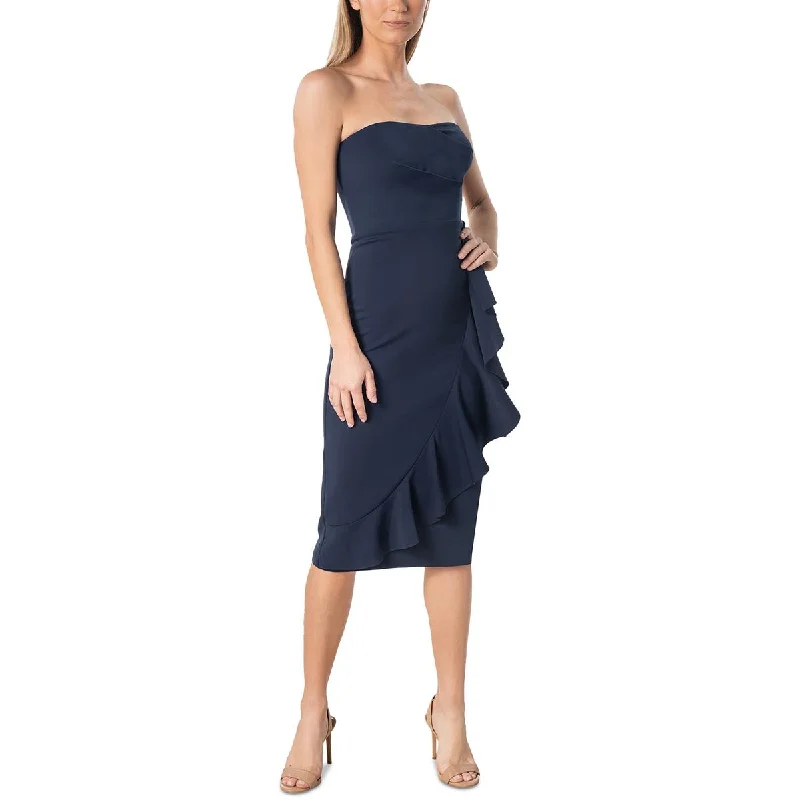 Abstract Dresses for Creative -Dress The Population Womens Ruffled Strapless Midi Dress