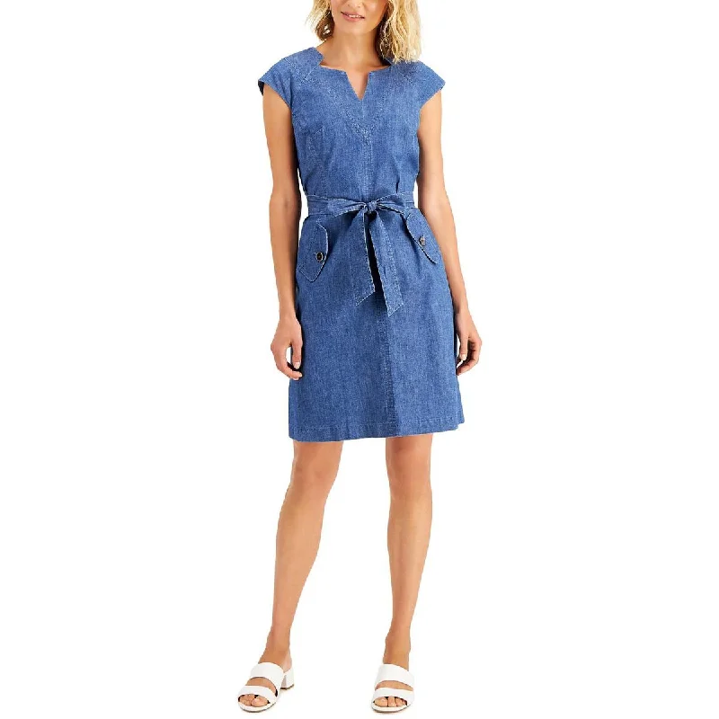 Contemporary Dresses for Fashion -Kasper Womens Denim Short Sheath Dress