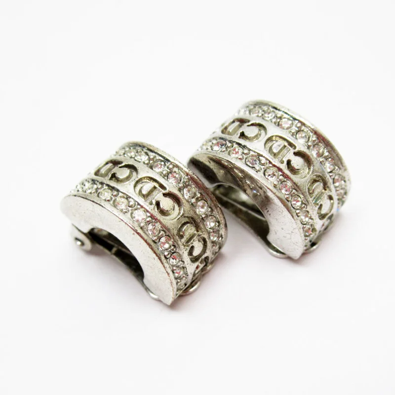 Drop Earrings for School Uniform -Christian Dior Rhinestone Clip Earrings (Pre-Owned)