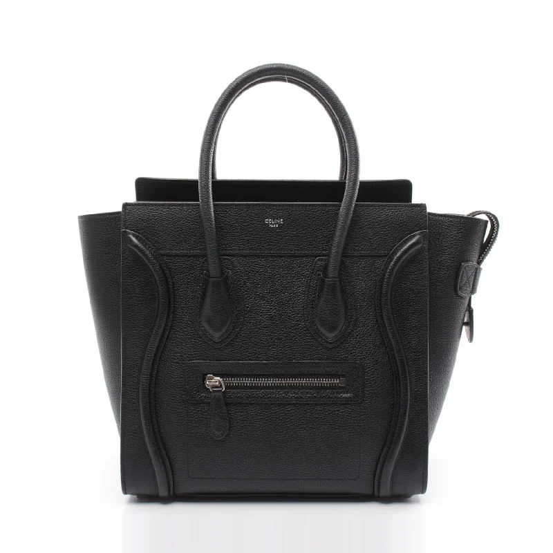 Handle bags with perforated details for style -Celine Micro Luggage Leather Handbag Black