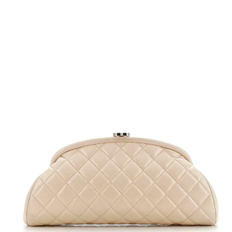 Handle bags with sturdy leather grip accents -Timeless Clutch Quilted Lambskin