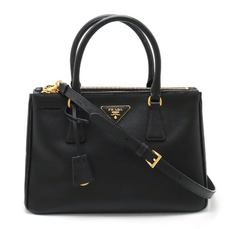 Handle bags with playful patterns for fun -Prada Saffiano Lux Galleria Leather Handbag Black