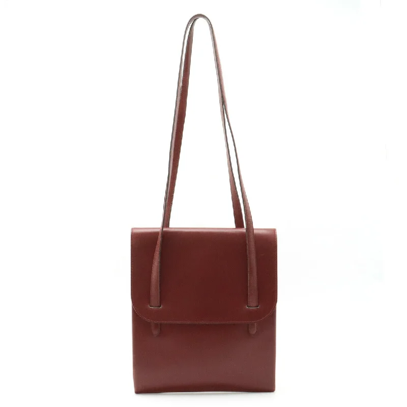 Handle bags with bold text for statements -Hermes Leather Tote Bag Bordeaux Red