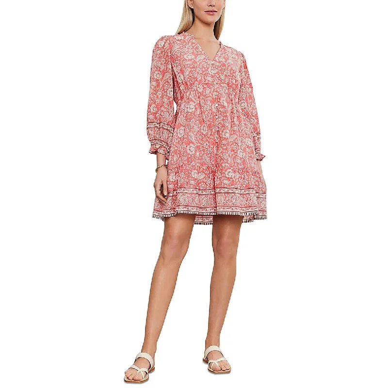 Maximalist Dresses for Bling -VELVET BY GRAHAM & SPENCER Womens Floral Mini Shirtdress