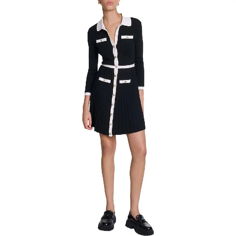 Mother's Day Dresses for Gift -Maje Womens Mini Contrast Trim Shirtdress