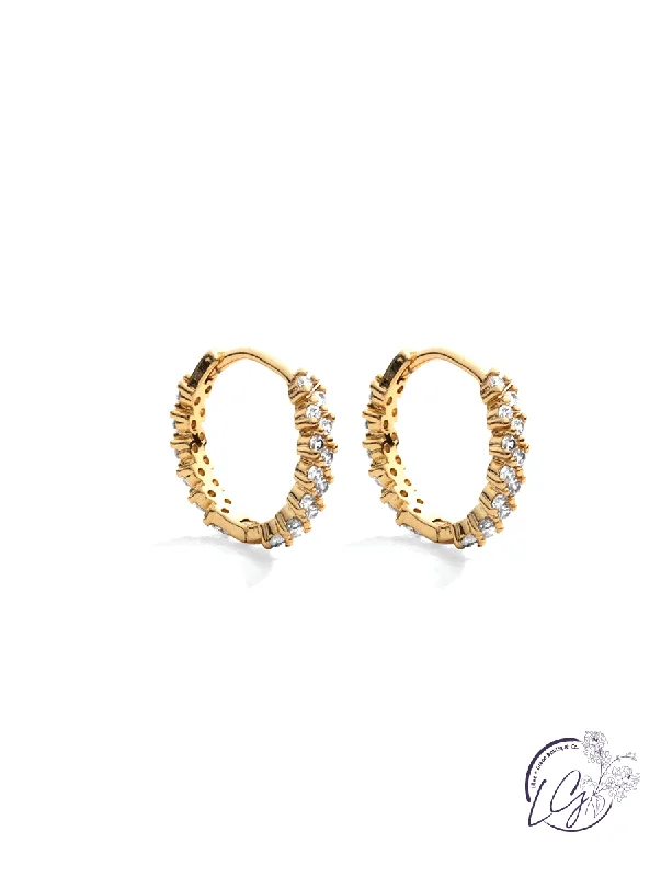 Drop Earrings for Bridesmaids Look -Detailed Pave Huggies