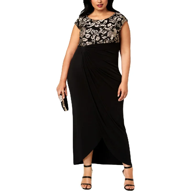 Resort Dresses for Vacation -Connected Apparel Womens Plus Lace Sleeveless Evening Dress