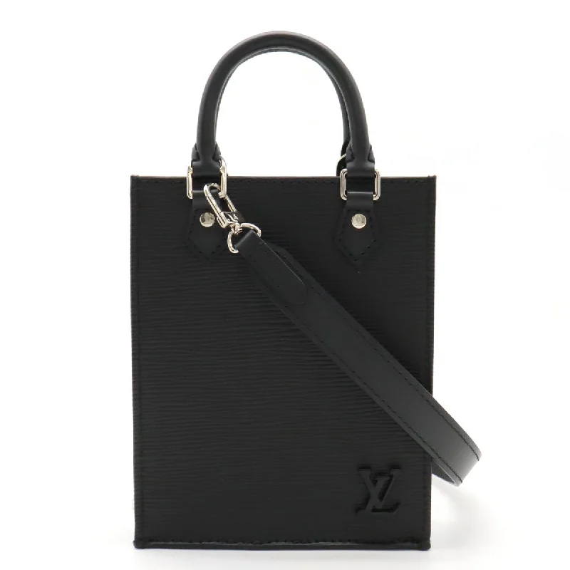 Handle bags with padded straps for comfort -Louis Vuitton Epi Petite Sac Plat Handbag Black