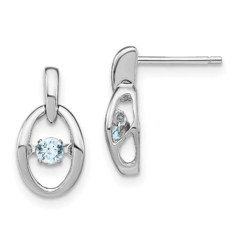 Drop Earrings for Everyday Glamour -Curata 925 Sterling Silver Rhodium Aquamarine Vibrant Earrings - 14x7.5mm