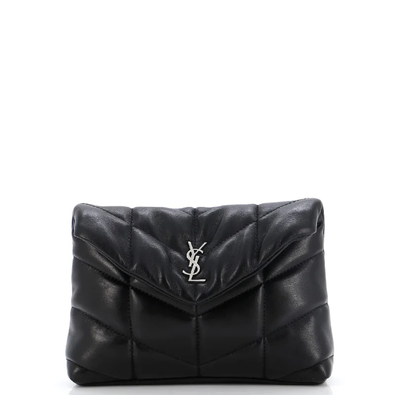 Handle bags with artistic prints for creativity -LouLou Puffer Clutch Leather Small