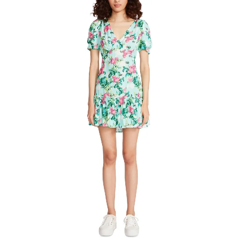 Striped Dresses for Fashionable -Betsey Johnson Womens Floral Print Tiered Mini Dress