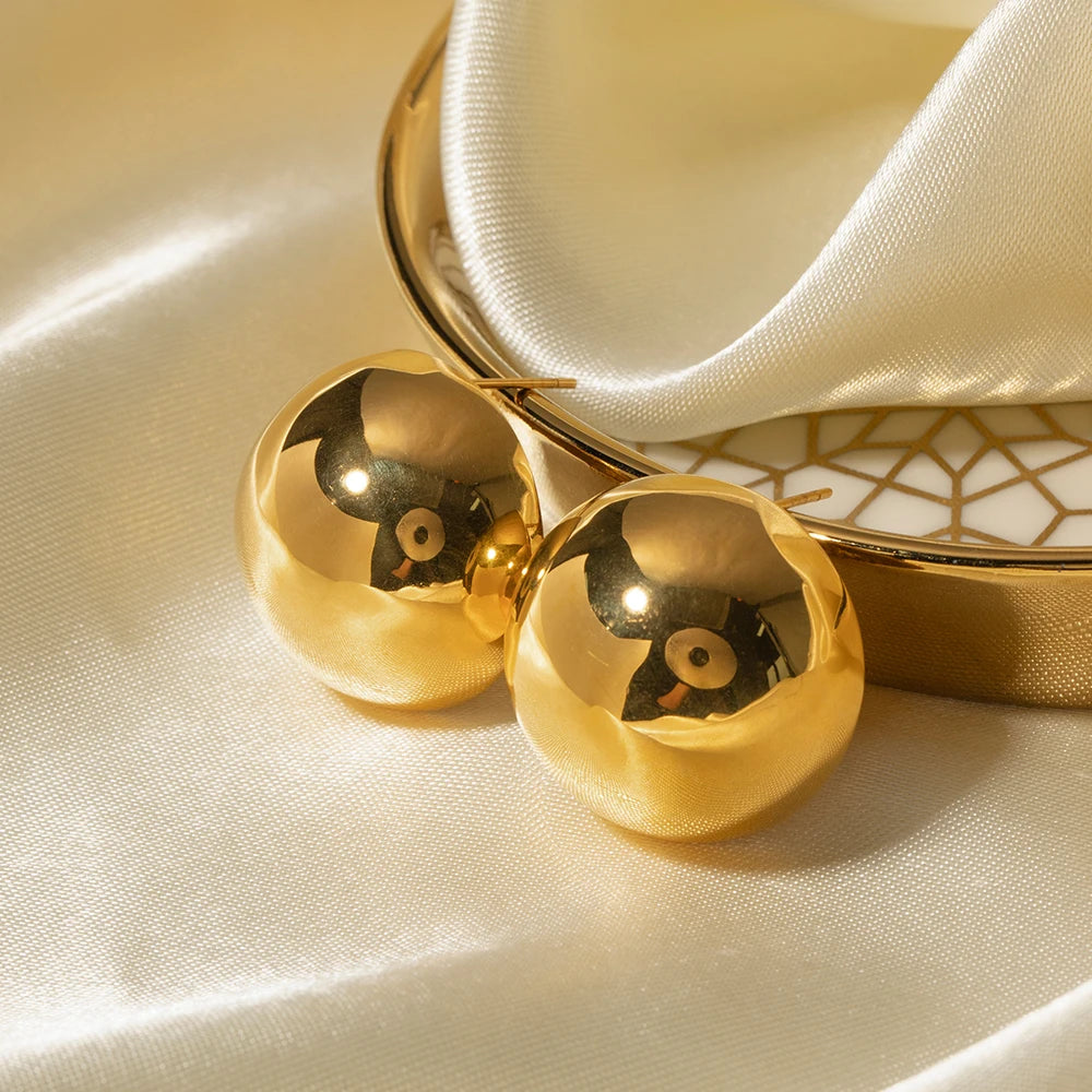 Drop Earrings with Infinity Symbols -Gold Plated Hemispherical Cutout Earrings for Women