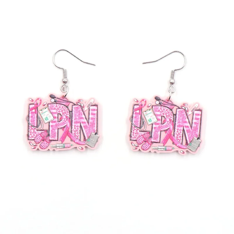 Large Drop Earrings for Statement -Wholesale Nurse Nursing Science LPN Acrylic Earrings