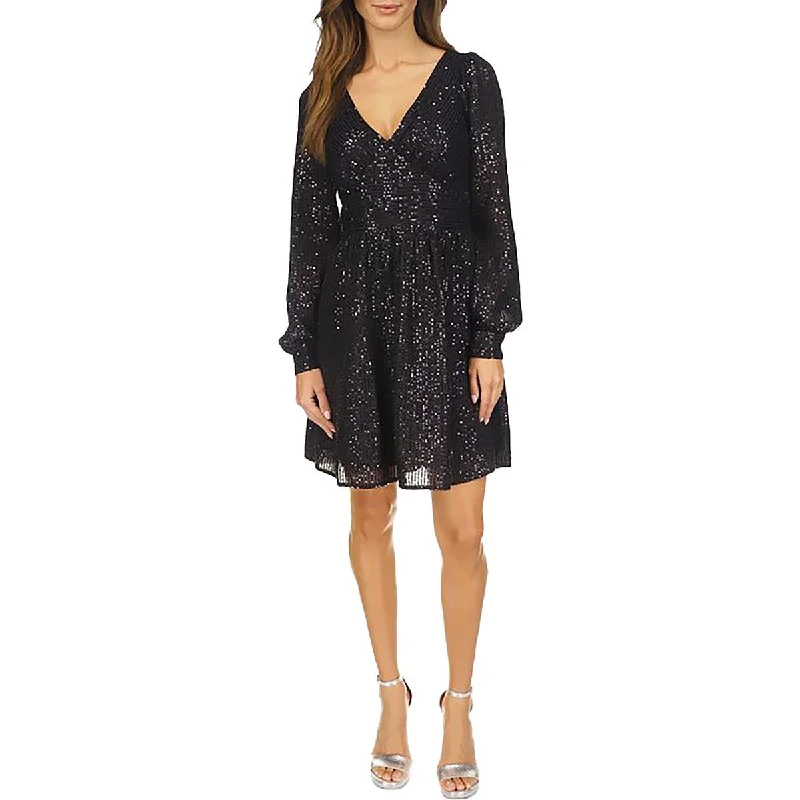 Belted Dresses for Shaping -MICHAEL Michael Kors Womens Sequined Mini Cocktail And Party Dress