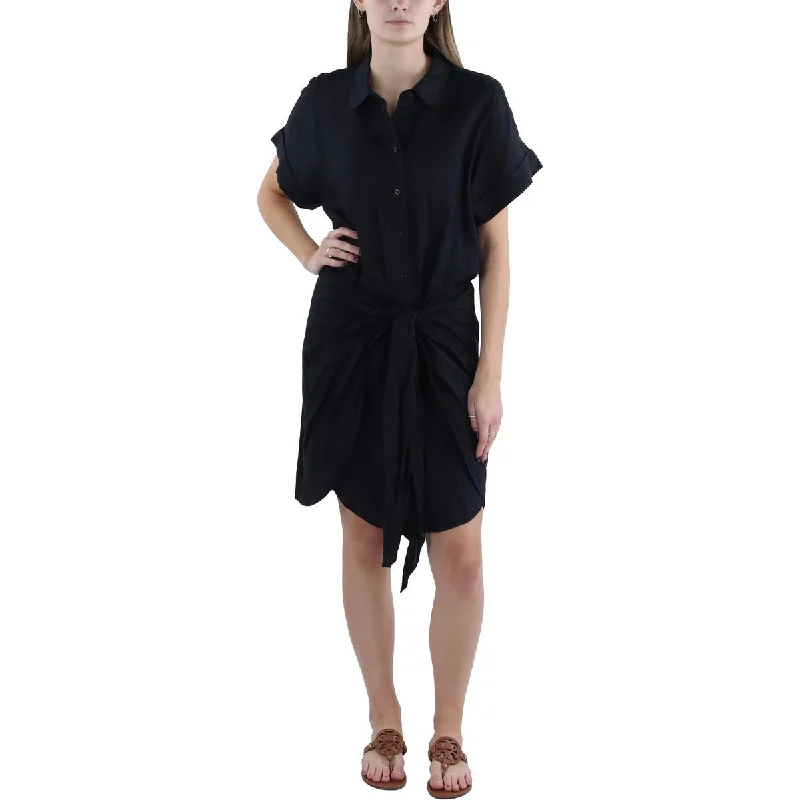 A-line Dresses for Flattering -Lauren Ralph Lauren Womens Linen Tie Front Shirtdress