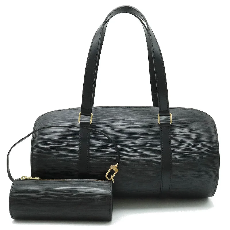 Handle bags with inner compartments for essentials -Louis Vuitton Epi Soufflot Handbag Black Leather